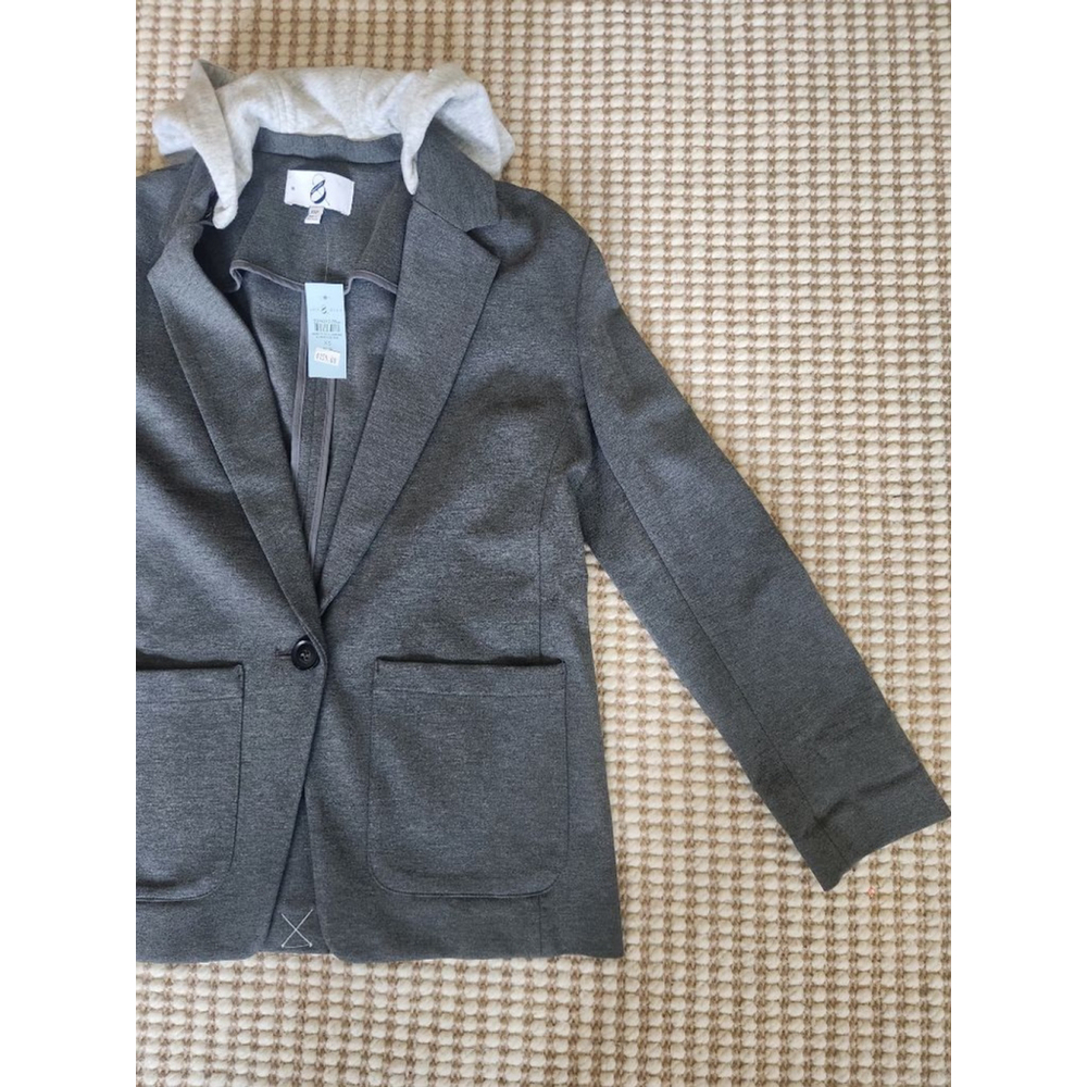 Women's Lou & Grey Gray Hooded Blazer XSP NWT Minimalist Clean Girl Core - Picture 4 of 8